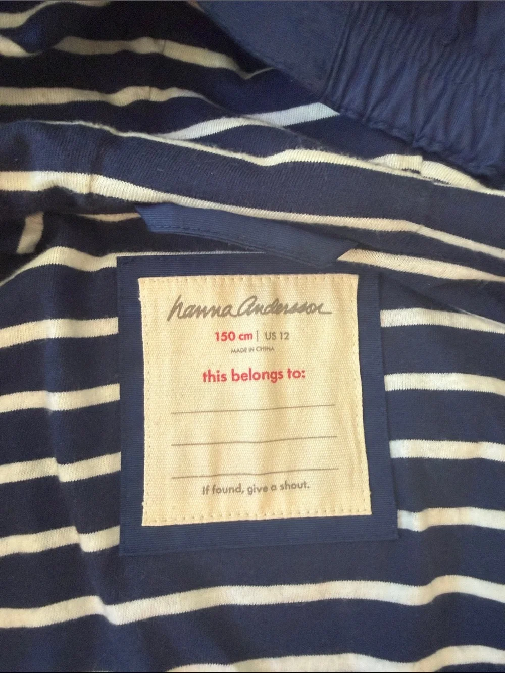 Hanna Andersson Navy and White Striped Lined Jacket
